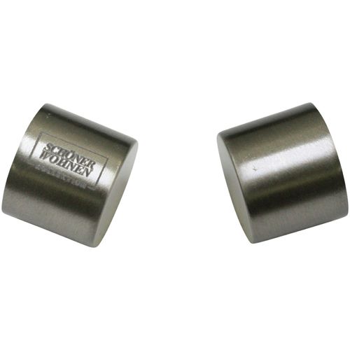 4003018378679 - Gardinenstangen-Endstück SCHÖNER WOHNEN LAMINAT Endkappe für Ø 20 mm Gardinenstangenendstücke Gr 2 St silberfarben (edelstahl optik) Gardinenstangen-Endstücke Serie Einzelprogramm Leon Ø 20 mm