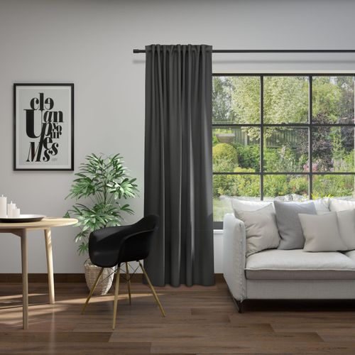 4006470525599 - Vorhang NEUTEX FOR YOU Linessa grau B137cm H185cm Jacquard Polyester Gardinen Schal mit verdeckten Schlaufen Breite 137 cm nach Maß