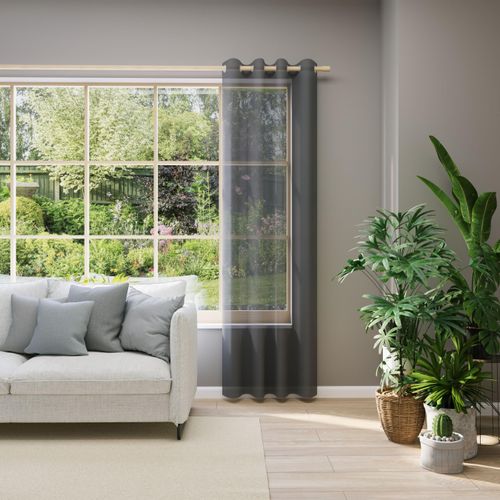 4006470561399 - Vorhang nach Maß NEUTEX FOR YOU EVA grau (dunkelgrau) B750cm H175cm Obermaterial 100% Polyester Gardinen nach Maß Uni-Voile mit elegantem Glanz