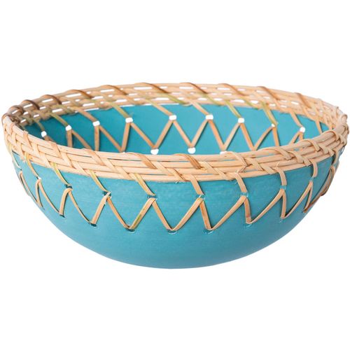 4064118142614 - Dekoschale CREATIV HOME Schale mit Sisalverzierung Dekoschalen Gr Ø 20 cm blau (aqua) Dekoschalen Dekotabletts