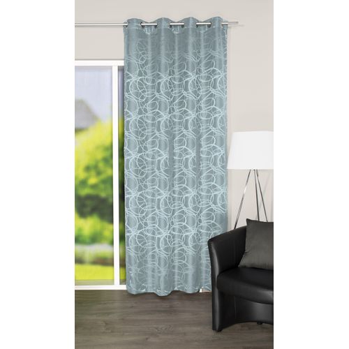 4056751483421 - Gardine HOME WOHNIDEEN LENNY Gr 1 blau B140cm H245cm Jacquard Polyester Gardinen DEKOSTOFF JACQUARDMUSTERUNG ÖSEN