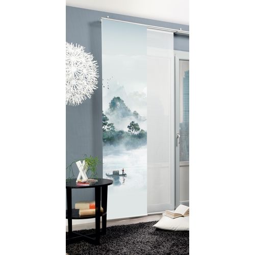 4056751538312 - Schiebegardine HOME WOHNIDEEN VITNAM RECHTS Gr 1 grün B60cm H245cm Polyester Gardinen Schiebewand Seidenoptik Digitaldruck