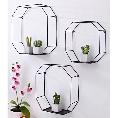 4003529143681 - Deko-Wandregal CREATIV HOME Regale Gr B H T 25 cm x 25 cm x 10 cm schwarz Deko-Regale Regale Dekoregal Wanddeko bestehend aus achteckigen Elementen