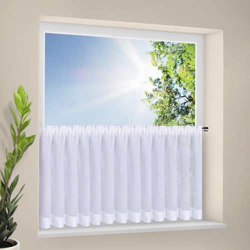 4007863588955 - Scheibengardine HAPPY HOME KATHA Gardinen Gr 50 cm Faltenband 205 cm weiß Scheibengardinen transparent Gardine HxB 50x205 Webware Made in Germany