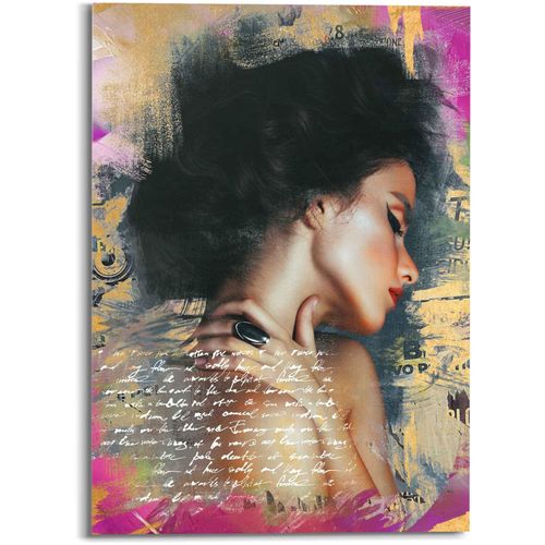 8714597611953 - Glasbild REINDERS Glasbild Glamour Frau Farbenfroh - Sensual Modern Paper Art bunt (mehrfarbig) Bilder B H 50cm x 70cm Frau Acrylglas B50cm H70cm