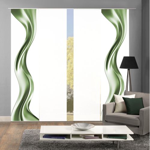 4056751516549 - Schiebegardine HOME WOHNIDEEN OAKLEY Gr 1 grün B60cm H245cm Polyester Gardinen SCHIEBEVORHANGSETSEIDENOPTIKDIGIDRUCK