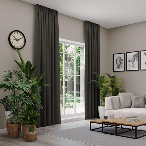 4006470552472 - Vorhang nach Maß NEUTEX FOR YOU VELVETDREAM grau (dunkelgrau) Gardinen 245cm Multifunktionsband 137cm Obermaterial 100% Polyester Uni Blackout mit samtiger Oberfläche B137cm H245cm