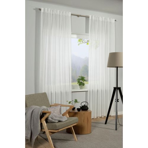 4003018382614 - Gardine GRS Schal Zen Silence mit Gardinenband weiß B135cm H245cm Obermaterial 100% Kunststoff Gardinen blickdicht Kunststoff Stoff aus 50 % recyceltes Polyester