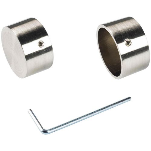 4016318312885 - Gardinenstangen-Endstück Gardinenstangenendstücke Gr 2 St silberfarben (edelstahlfarben) Gardinenstangen-Endstücke Gardinenstangenendstücke für Gardinenstange Ø 28 mm