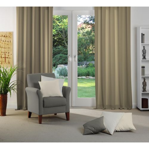 4004567421601 - Vorhang WIRTH Dim out Gardinen Gr 145 cm Kräuselband 142 cm grau (taupe) Kräuselband nach Maß