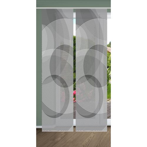 4056751515214 - Schiebegardine HOME IN GREEN AFONSO Gr 1 grau (anthrazit) B60cm H245cm Polyester Gardinen SET DIGITALDRUCKBAMBUSOPTIK RECYCELT