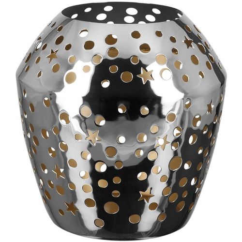 4042911461934 - Windlicht FINK SHEILA mit kreis- und sternenförmigen Cut-Outs silber (silberfarben) Kerzenhalter H 24cm Eisen Glas silberfarben aus Eisen - vernickelt H24cm 4042911461934 - Windlicht FINK SHEILA mit kreis- und sternenförmigen Cut-Outs silber (silberfarben) Kerzenhalter H 24cm Eisen Glas silberfarben aus Eisen - vernickelt H24cm