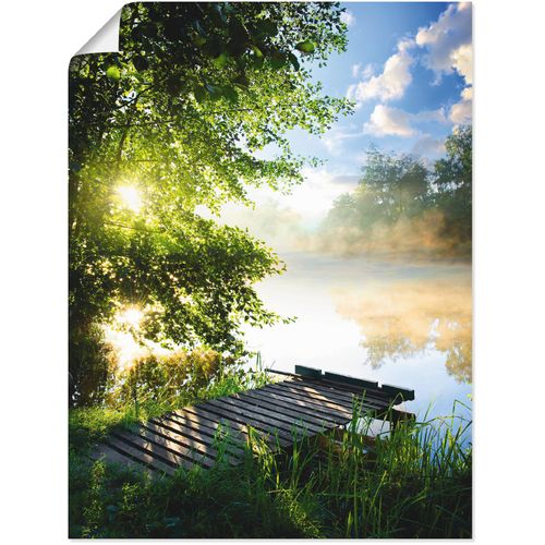 4059745780575 - Wandbild ARTLAND Angelsteg am Morgen Bilder Gr B H 45 cm x 60 cm Poster Gewässer 1 St grün Bild Metallbild Metallbilder Bilder als Alubild Leinwandbild Wandaufkleber oder Poster in versch Größen