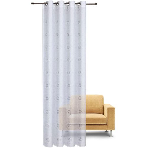 4007863639657 - Vorhang Gian Gr 1 weiß B140cm H235cm Wirkware Baumwolle Polyester Gardinen HxB 235x140 Moderner Ösenschal bedruckt