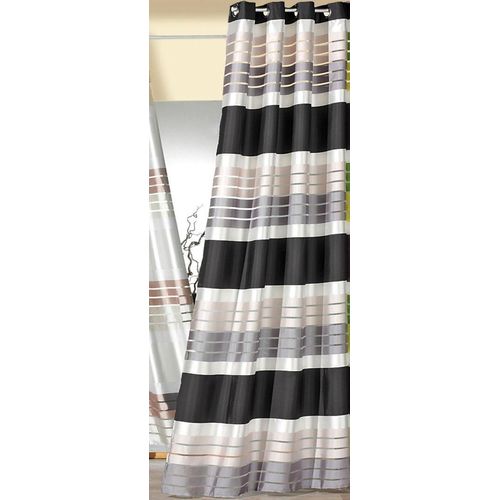 4005385826616 - Vorhang WECKBRODT Lotta Gr 1 grau (anthrazit grau perlmuttfarben) B140cm H245cm Polyester Gardinen blickdicht mit transparenten Organza-Streifenglänzend Gardine Store