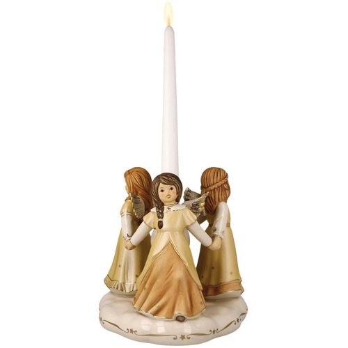 4005169363504 - Kerzenhalter GOEBEL Engelfigur Himmlischer Reigen Ø ca 19 cm Stabkerzenhalter bunt (champagnerfarben bunt) H1750cm Ø19cm Steingut Kerzenhalter Sammlerfigur Weihnachtsfigur aus Steingut Erstausgabe 2023