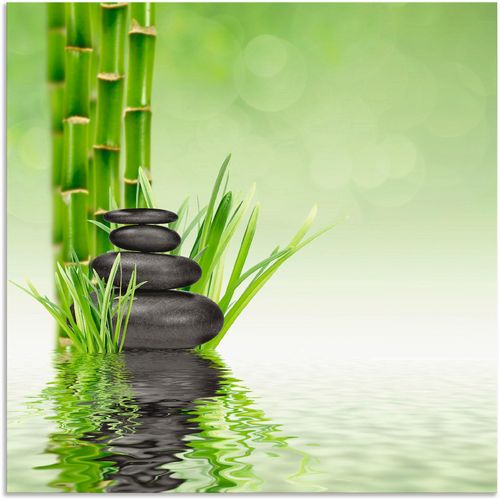 4062144003572 - Wandbild ARTLAND Spa Steine Bilder Gr B H 30 cm x 30 cm Alu-Dibond-Druck Spa 1 St grün Bild Metallbild Metallbilder Bilder als Alubild Leinwandbild Wandaufkleber oder Poster in versch Größen