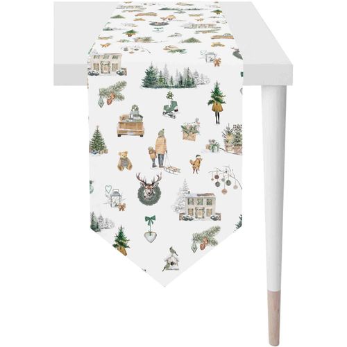 4003440292598 - Tischband APELT 5821 grün (grün weiß) B32cm L175cm Baumwolle Polyester Tischdecken