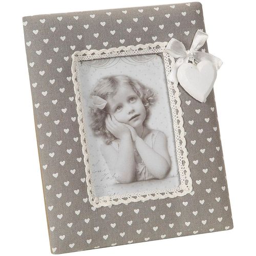 4050223838184 - Einzelrahmen Stoff Fotorahmen - grau 20x16cm Bilderrahmen Gr B H T 16 cm x 26 cm x 2 cm weiß (weiß hellbraun) Bilderrahmen