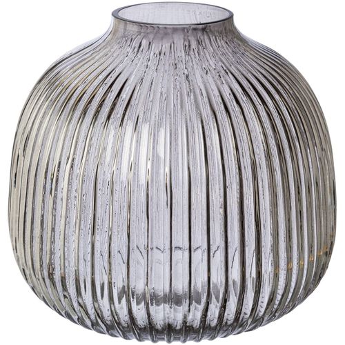 4064118142164 - Kugelvase CREATIV HOME MONTE grau H18cm Ø19cm Glas Vasen Vase aus Glas mit Schliffstruktur Höhe ca 18 cm