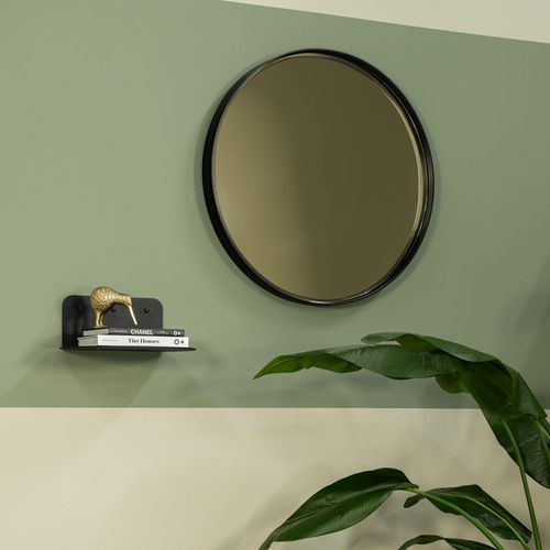 8712077111146 - Spiegel DONNA 3 schwarz (rahmen schwarz) Ø 60cm bronzefarbenes Spiegelglas Stahl glasspiegel Wandspiegel aus Stahl B60cm H60cm T5cm