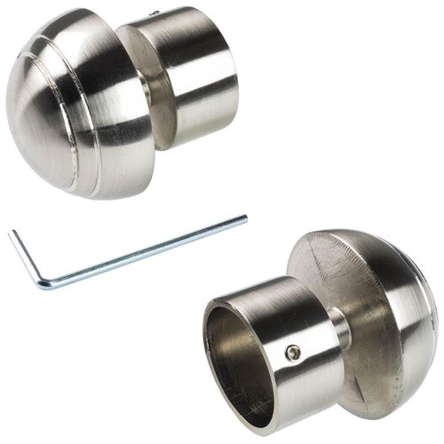 4016318312878 - Gardinenstangen-Endstück LIEDECO silber (edelstahlfarben) L55cm Ø28cm Gardinenstangenendstücke für Gardinenstange Ø 28 mm