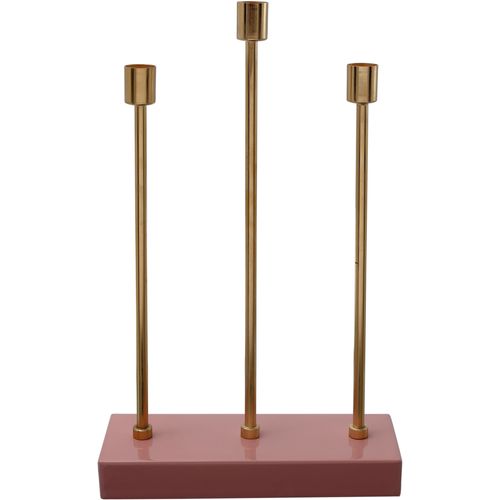 4063074443551 - Kerzenständer KAYOOM Kerzenhalter Art Deco 325 Kerzenhalter Gr B H T 9 cm x 395 cm x 26 cm rosa (rosa goldfarben) Kerzenhalter