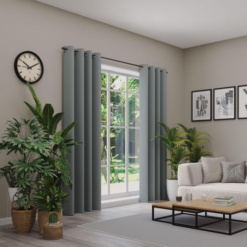 4006470538834 - Verdunkelungsvorhang NEUTEX FOR YOU INSULA grau (hellgrau) B137cm H170cm Polyester Gardinen Uni-Dimout für starke Verdunklung nach Maß