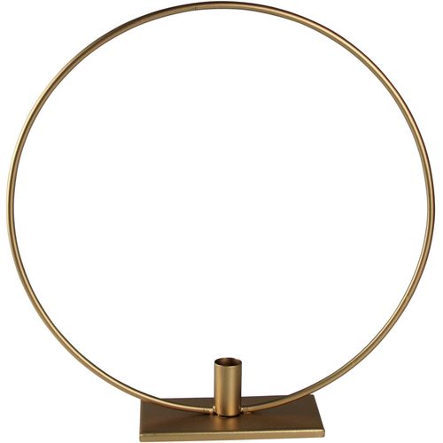 4056422237278 - Kerzenhalter AM DESIGN Kerzenständer Ring gold (goldfarben) H39cm Ø38cm Metall Kerzenhalter Stabkerzenhalter aus Metall Höhe ca 39 cm