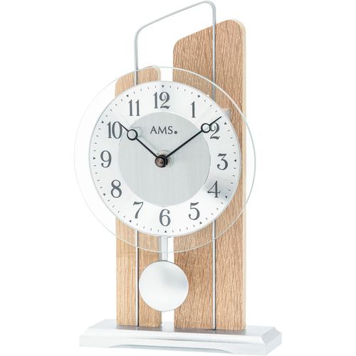 4037445160903 - Pendeltischuhr AMS braun (sonoma eiche) Tischuhren Wohnzimmer Esszimmer Made in Germany