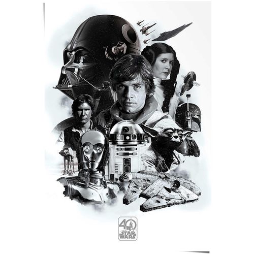 8714597550887 - Poster REINDERS Poster Star Wars 40 Jahre Bilder Gr B H 61 cm x 915 cm Science-Fiction 1 St schwarz Poster