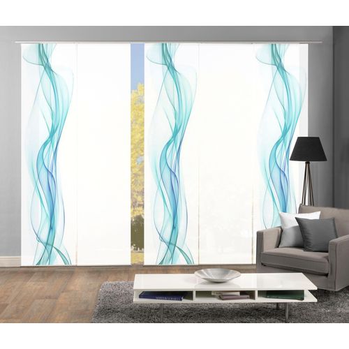 4056751299169 - Schiebegardine HOME WOHNIDEEN 5ER SET HAZE Gr 1 blau (petrol) B60cm H245cm Polyester Gardinen HxB 245x60 Schiebevorhang 5er Set Digitaldruck