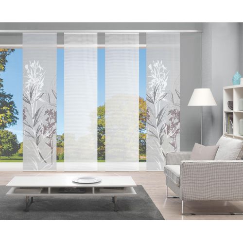 4056751298698 - Schiebegardine VISION S 4ER SET SEMORA Gr 1 grau Gardinen 260cm Paneelwagen 60cm Polyester HxB 260x60 Schiebevorhang 4er Set Digitaldruck B60cm H260cm