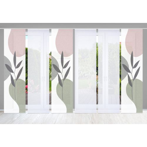 4056751444873 - Schiebegardine HOME IN GREEN FRONDA Gr 1 grün (grün rosa) B60cm H245cm Polyester Gardinen SET DIGITALDRUCKBAMBUSOPTIK RECYCELT