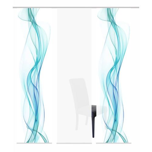 4056751299008 - Schiebegardine HOME WOHNIDEEN 3ER SET HAZE Gr 1 blau (petrol) B60cm H245cm Polyester Gardinen HxB 245x60 Schiebevorhang 3er Set Digitaldruck