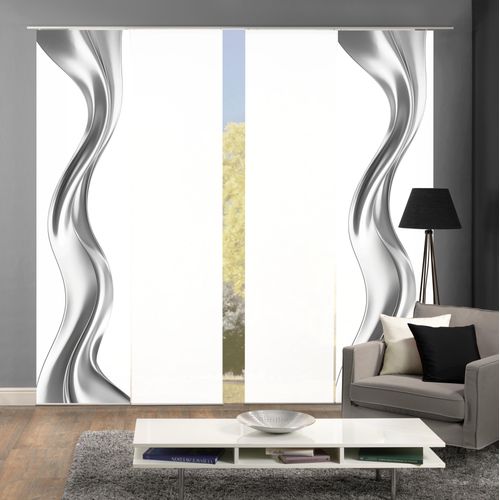 4056751516563 - Schiebegardine HOME WOHNIDEEN OAKLEY Gr 1 silber (silberfarben) B60cm H245cm Polyester Gardinen SCHIEBEVORHANGSETSEIDENOPTIKDIGIDRUCK