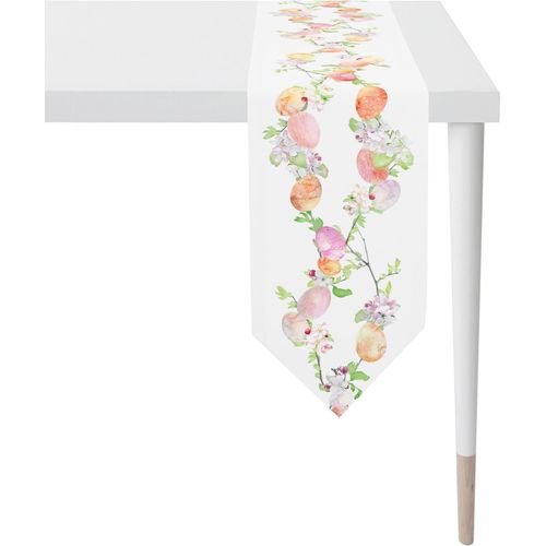 4003440227422 - Tischband APELT 6907 HAPPY EASTER Osterdeko Ostern bunt (weiß orange gelb grün) B25cm L175cm Baumwolle Polyester Tischdecken Digitaldruck