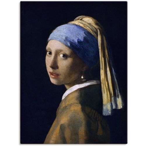 4055327655224 - Wandbild ARTLAND Das Mädchen mit dem Perlenohrgehänge Bilder Gr B H 60 cm x 80 cm Leinwandbild Frau 1 St schwarz Bild Poster Bilder als Leinwandbild Wandaufkleber oder in versch Größen