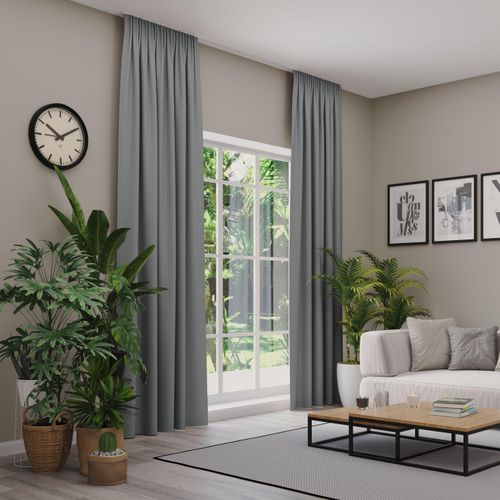 4006470542930 - Verdunkelungsvorhang NEUTEX FOR YOU INSULA grau (hellgrau) B137cm H260cm Polyester Gardinen Uni-Dimout für starke Verdunklung nach Maß