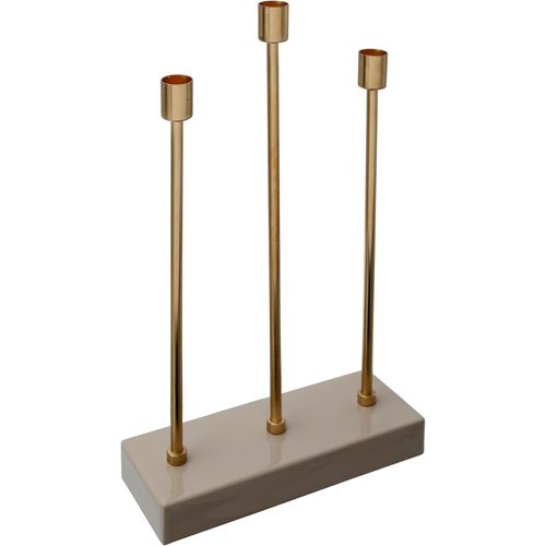 4063074443544 - Kerzenständer KAYOOM Kerzenhalter Art Deco 325 Kerzenhalter Gr B H T 9 cm x 395 cm x 26 cm grau (taupe goldfarben) Kerzenhalter