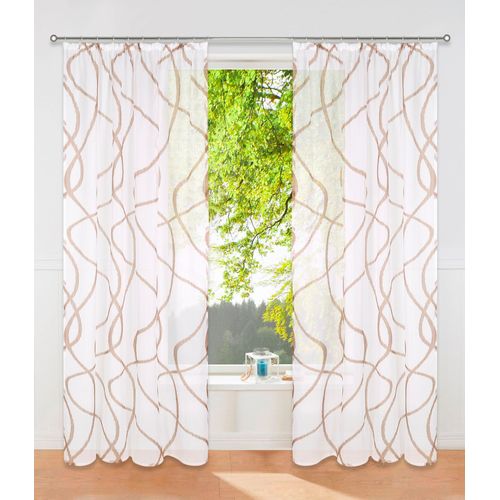 6941446631424 - Gardine MY HOME Bene Gr 2 grau (taupe) B140cm H175cm Polyester Polyester Gardinen Transparent gemustert glatt verschiedene Größen 6941446631424 - Gardine MY HOME Bene Gr 2 grau (taupe) B140cm H175cm Polyester Polyester Gardinen Transparent gemustert glatt verschiedene Größen