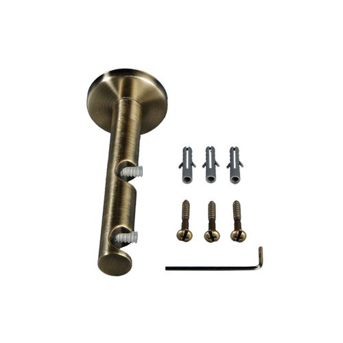 4016318280436 - Doppelträger LIEDECO gold (messingfarben antik) L12cm Ø16cm Gardinenstangenhalterungen für Gardinenstangen Ø 16 mm