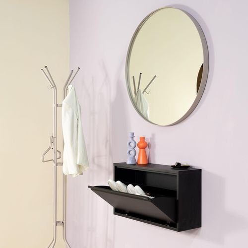 8712077112907 - Spiegel DONNA 5 grau (silky taupe) B90cm H90cm T6cm Ø90cm Stahl glasspiegel Spiegel Wandspiegel aus Stahl