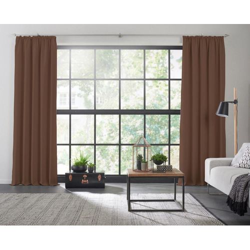 4004567407759 - Vorhang WIRTH Dim out Gardinen Gr 335 cm Kräuselband 142 cm braun Kräuselband nach Maß