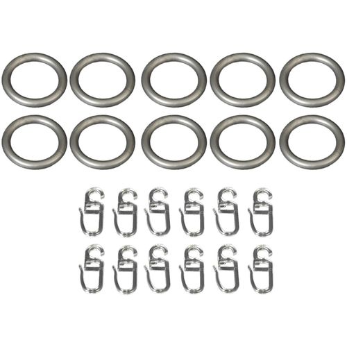 4016318138638 - Gardinenring Liedeco Gardinenstangen (Set 10-St mit Faltenlegehaken) für Gardinenstangen Ø 20 mm silberfarben