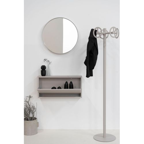 8712077110767 - Spiegel DONNA 3 grau (rahmen hellgrau) Ø 60cm normales Spiegelglas Stahl glasspiegel Wandspiegel aus Stahl B60cm H60cm T5cm