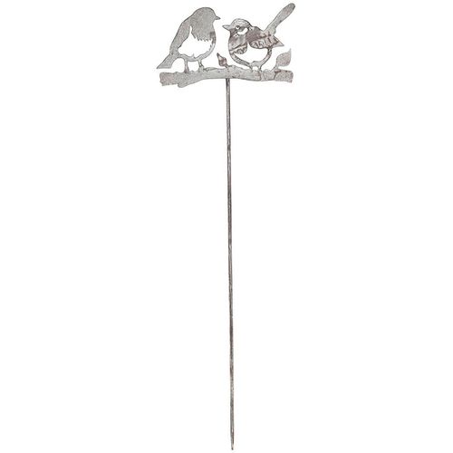 4050223953702 - Gartenstecker Gartenstecker Vogel (H) 85cm grau B25cm H85cm Metall Gartenstecker