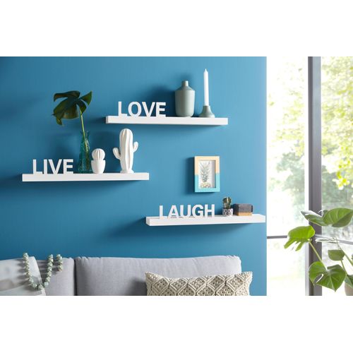 6935701203907 - Deko-Wandregal MY HOME Live - Love - Laugh weiß B60cm H105cm T10cm FSC-zertifizierter Holzwerkstoff Regale Dekoregal Wanddeko mit Schriftzug