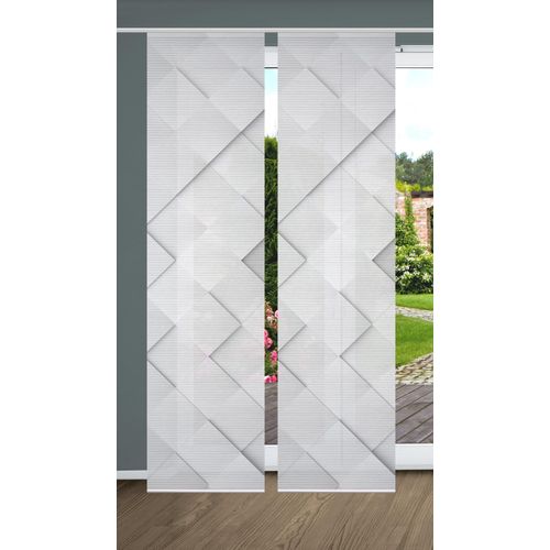 4056751515467 - Schiebegardine HOME IN GREEN SYLVIA Gr 1 grau B60cm H245cm Polyester Gardinen SET DIGITALDRUCKBAMBUSOPTIK RECYCELT