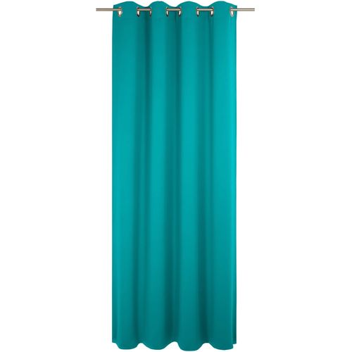 4004567508128 - Vorhang WIRTH Newbury blau (türkis) Gardinen 155cm Ösen 130cm Baumwolle Polyester nach Maß B130cm H155cm